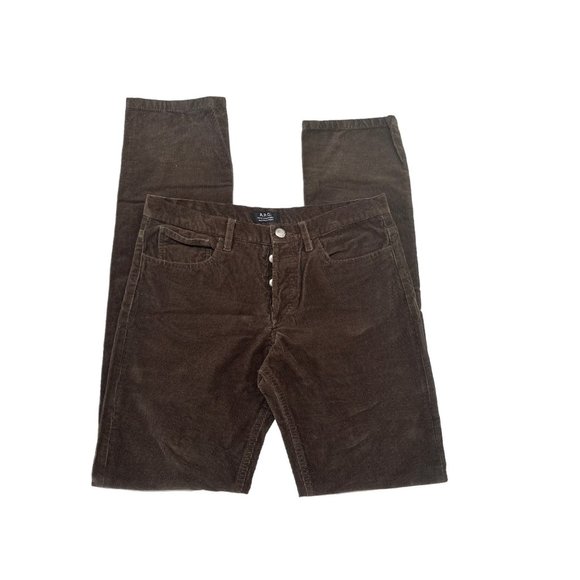 APC Corduroy Pants Mens 30 Brown Petit Standard Button Fly Straight Slim Fit - Picture 7 of 16